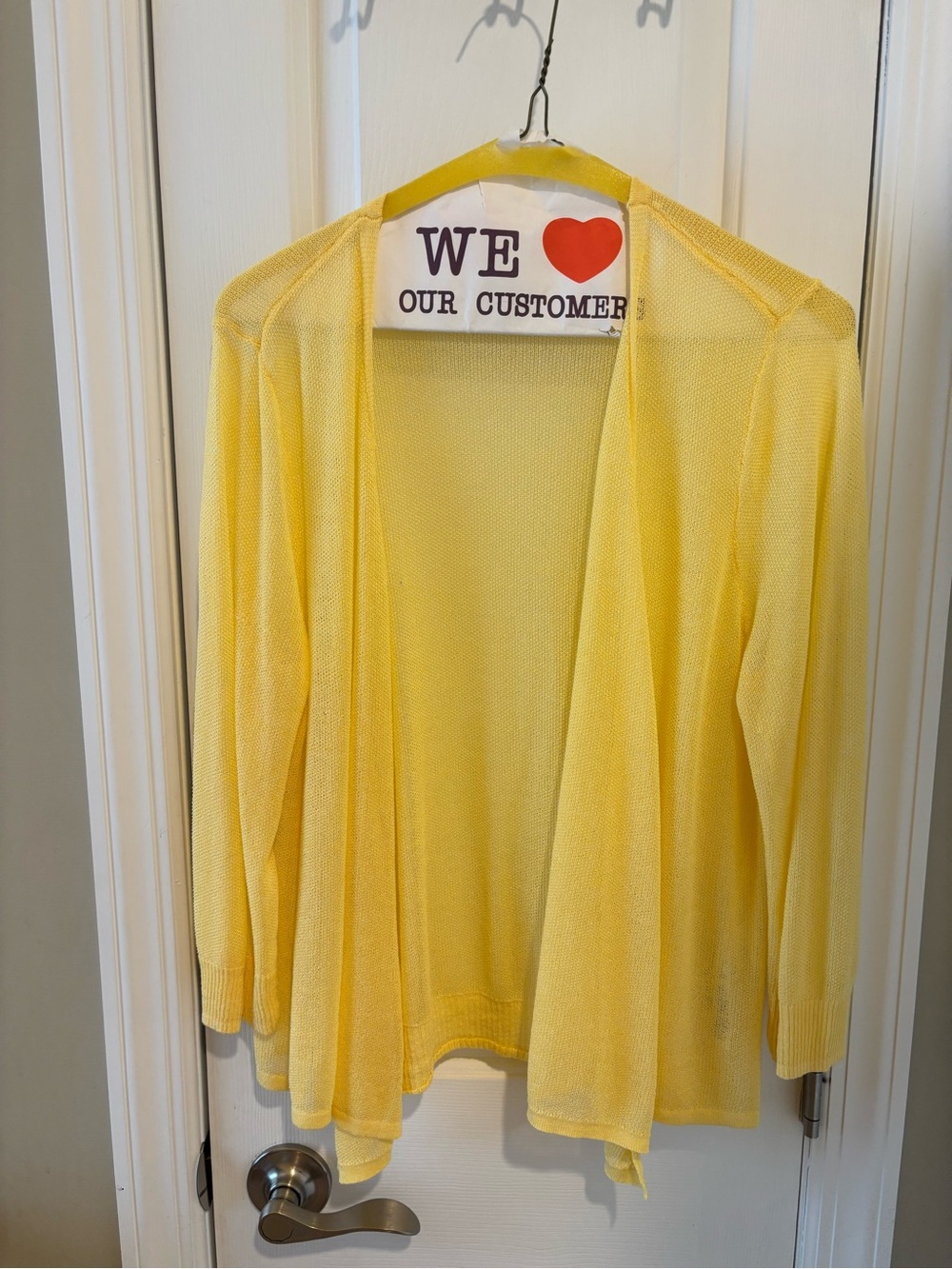 Chico's Yellow Open-Front Lightweight Cardigan